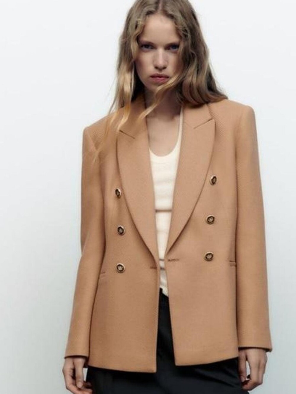 ZARA Camel Double Breasted Tailored Blazer – Size Small